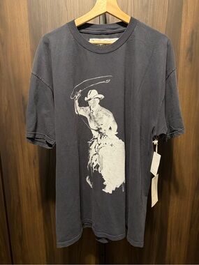 One Of These Days Burns Much Brighter T-Shirt Washed Black Rope Cowboy Size XL